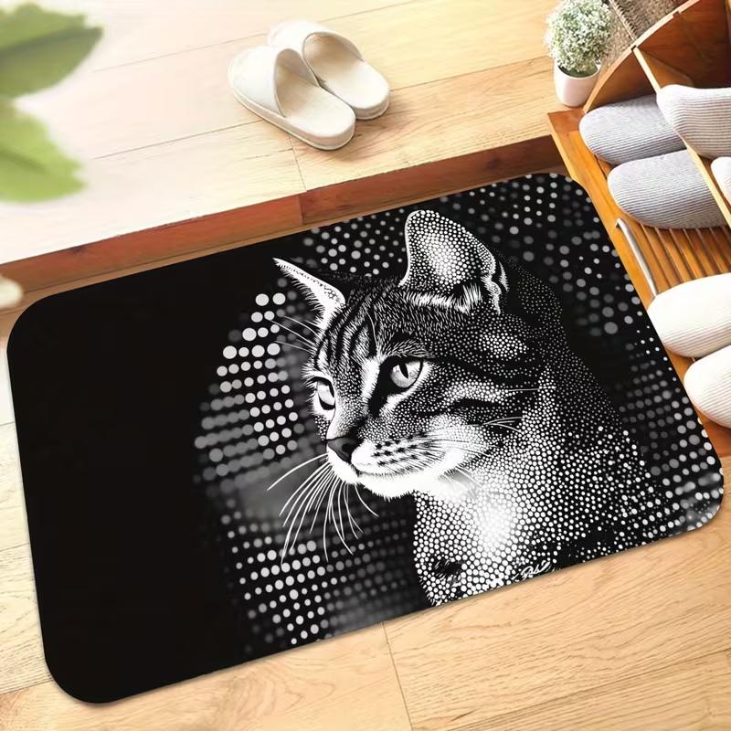 Funny Black Cat Clawing Doormat Cute Cartoon Cat Non Slip Rug Animal Design Home Decor Carpet for Entryway Bedroom Living Room