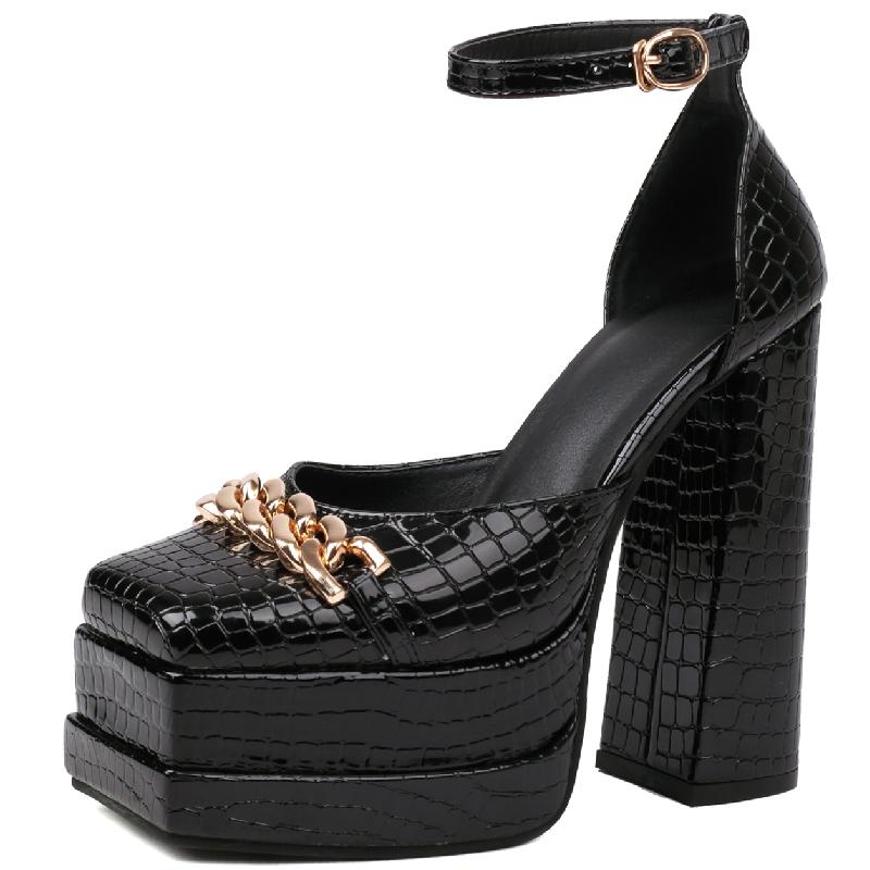 Роскошные сандалии-гладиаторы Женская летняя обувь 2024 Платформа Туфли на высоком каблуке Сексуальные черные золотые серебристые женские туфли для танцев стриптизерши