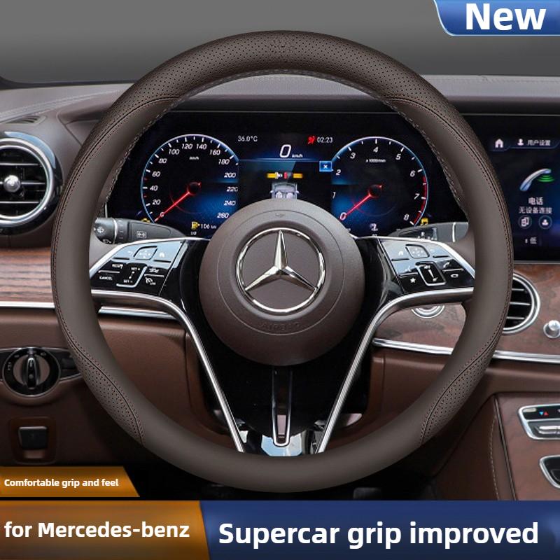 CRE1 Leather Car Steering Wheel Cover for Mercedes Benz W214 E300e C200 A200 GLE450 GLC200 GLA200 GLB220 GLC300 2025 Accessorie