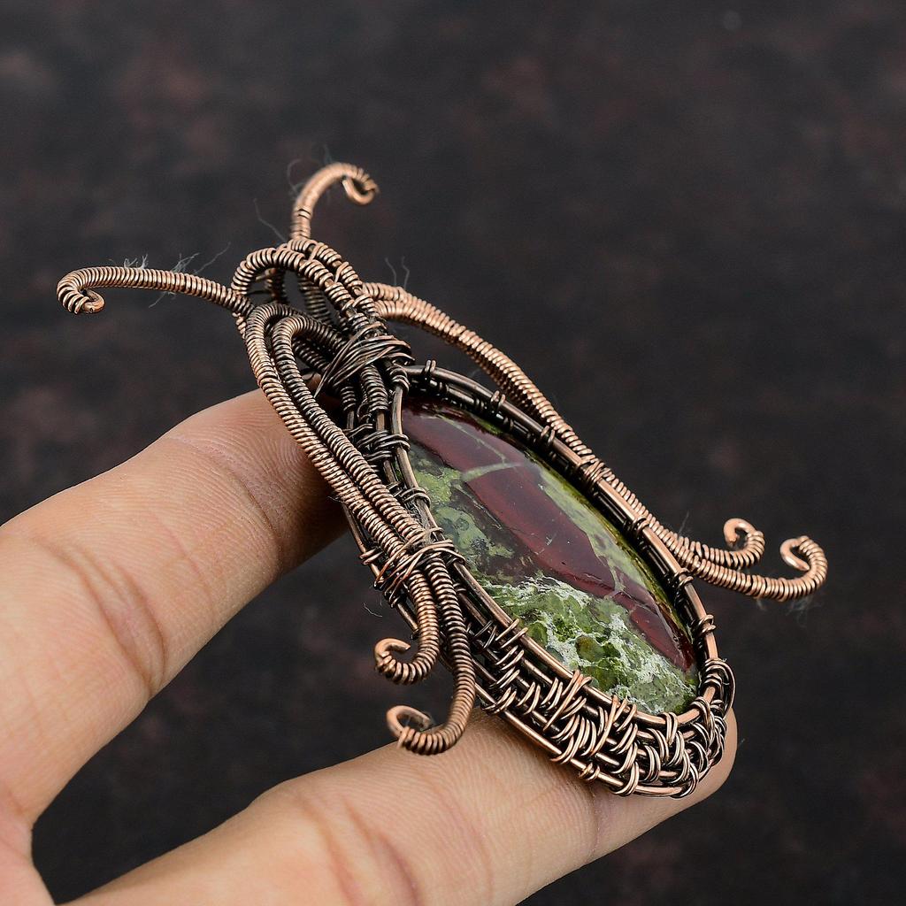 Подвеска из драконьего кровавого камня, обернутая медной проволокой, подвеска из драгоценного камня ручной работы, ювелирные изделия из медной проволоки, подвеска новейшего дизайна, подарки на помолвку