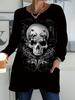2025 Осень Зима Новые Женские Топы Большого Размера, Темные Модные Футболки с 3D-принтом, с Круглым Вырезом и Длинным Рукавом