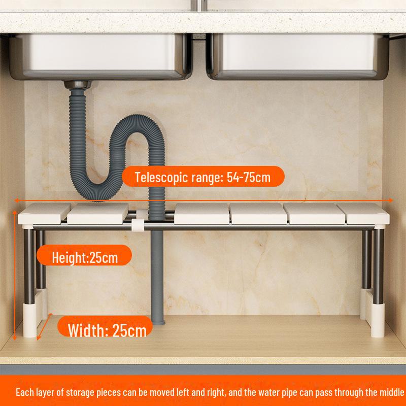 Retractable Multi-Layer Under-Sink Kitchen Storage Rack