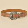 PU Leather Floral Engraved Leather Belt Cowgirl Cowboy Country Belts  for Jeans Pant