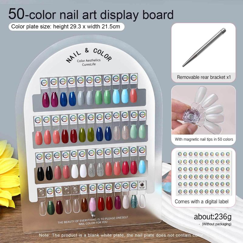 Премиальная акриловая палитра для смешивания цветов с магнитом и дисплейной доской, сравнительная цветовая карта и наклейки с номерами для нейл-салона