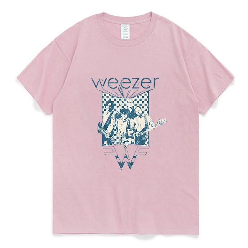 Футболка Weezer Винтажная футболка Харадзюку Женская Мужская С коротким рукавом Повседневная Мода С круглым вырезом Хлопковые Топы Тренд Уличная одежда Унисекс Футболки Топы