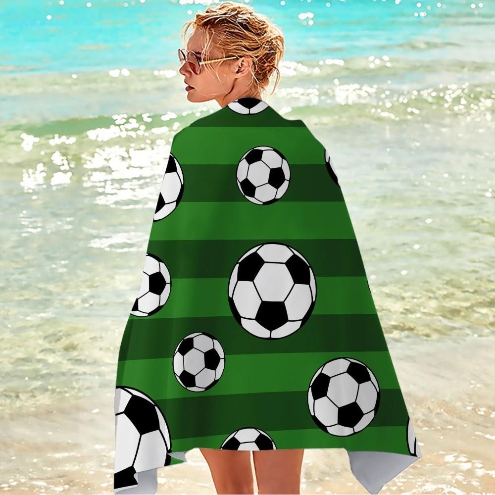 Portable Football Print Beach Towel Soft Shower Towel Creative Quick-Dry Beach Scarf Beach