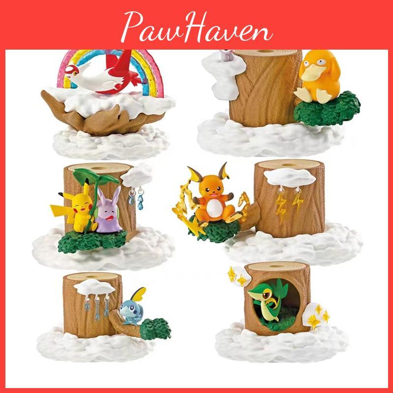 Stump Tree Weather Pikachu Pvc Blind Box Cake Topper Anime Figure Model