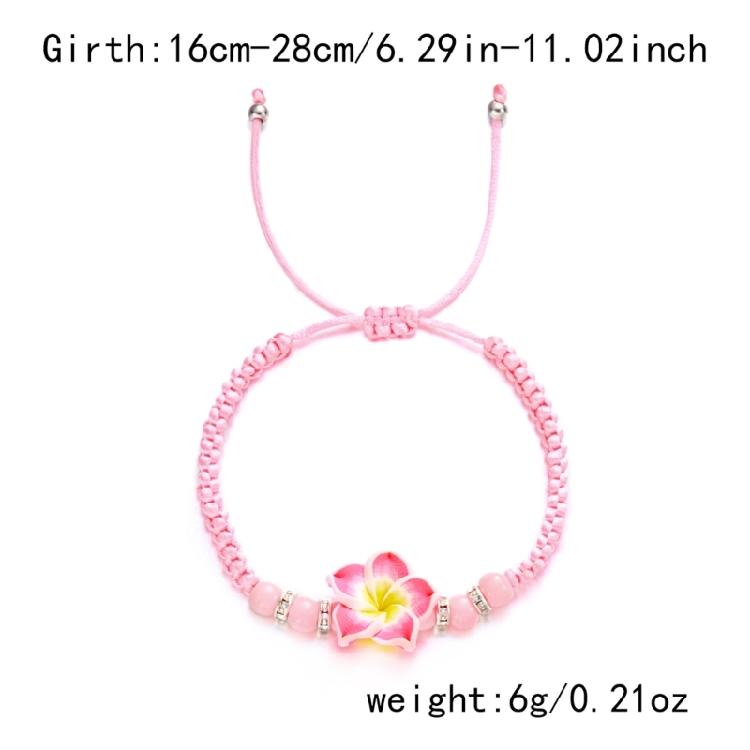 Цветочный браслет ручной работы из мягкой глины, плетёные украшения, регулируемый тропический браслет с плюмерией, богемные аксессуары для пляжной вечеринки