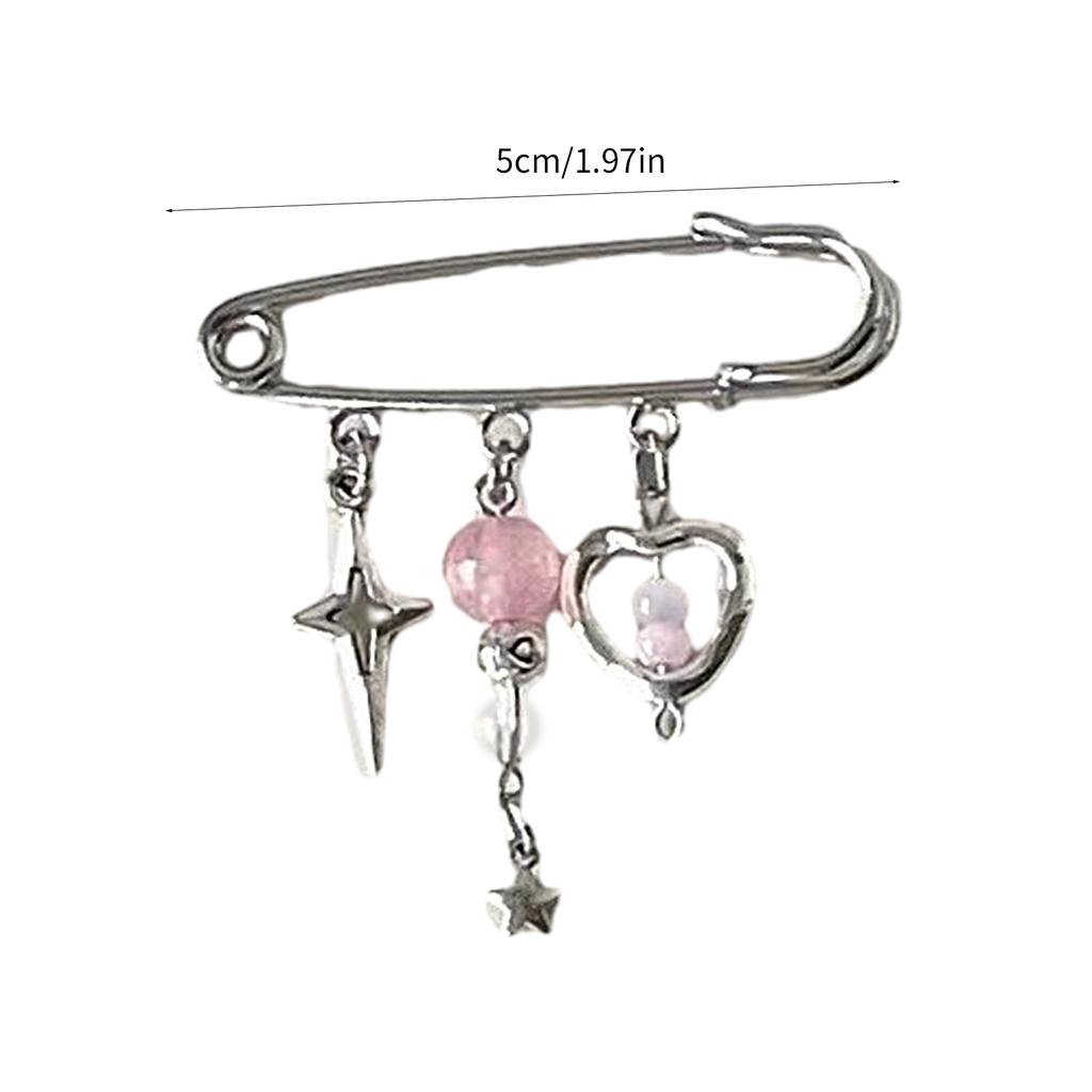 Beaded Lapel Pin with Chain Style Fashionable Women Brooch Handcrafted Breastpin Accessory Backpacks and Clothing Charm
