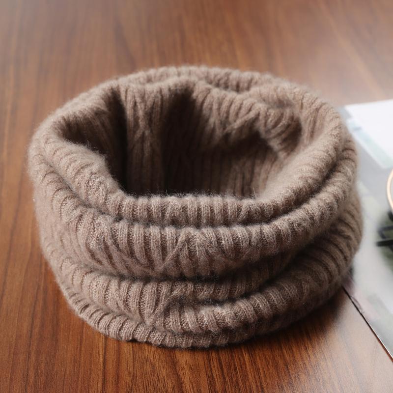 100% Wool Knitted Turtleneck Scarf Winter Autumn Warm Soft Ring Scarves Pattern Neck Warmer Fashion Snood Headband Female Fake