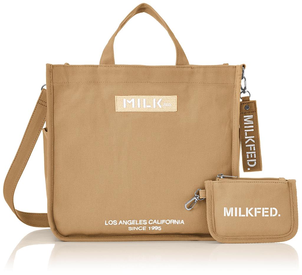 Milkfed Embroidered Bar Shoulder Bag with Strap Beige Women's (103213053010),