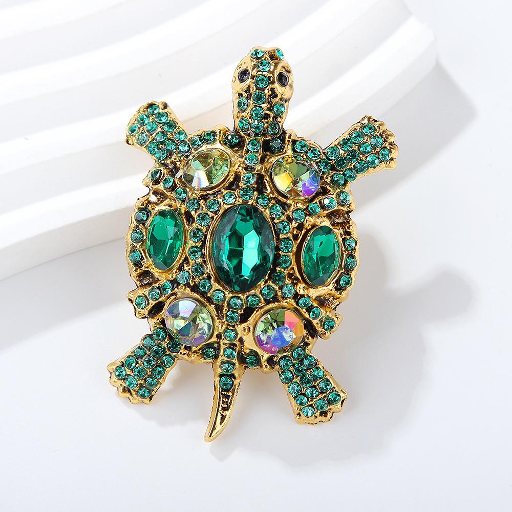 Vintage Rhinestone Turtle Badges for Women Men Swimming Sea Animal Party Brooch Pins Gifts
