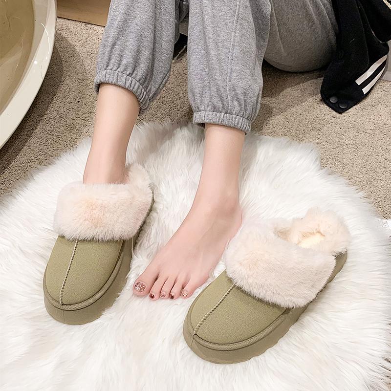 Женская одежда Mueller Shoes Тапочки из кроличьего меха Осень-зима Теплые Супер горячие ленивые домашние туфли Плоские тапочки с закрытым носком