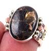 Natural Black Turquoise Gemstone 925 Sterling Silver Two Tone Ring Size 7.5 D2K15
