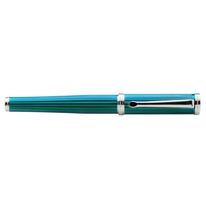 Xezo Diamond-Cut Azure Blue Medium Fountain Pen, Platinum Trim (Architect Azure Blue FM) - Azure Blue, 1 Count