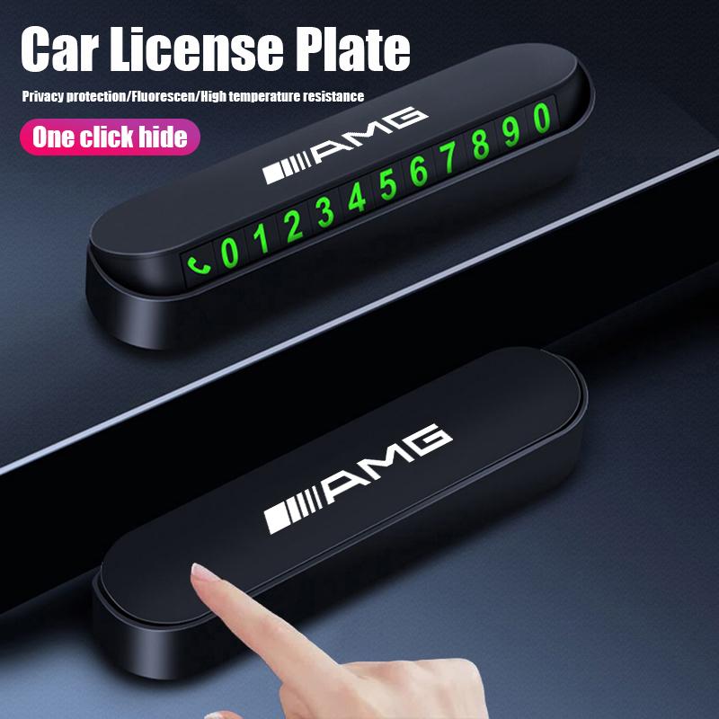Car Hidden Temporary Parking Plate Fluorescen Phone Number Plate For Mercedes Benz AMG W205 W204 W206 W213 W212 W211 W222 W221 W