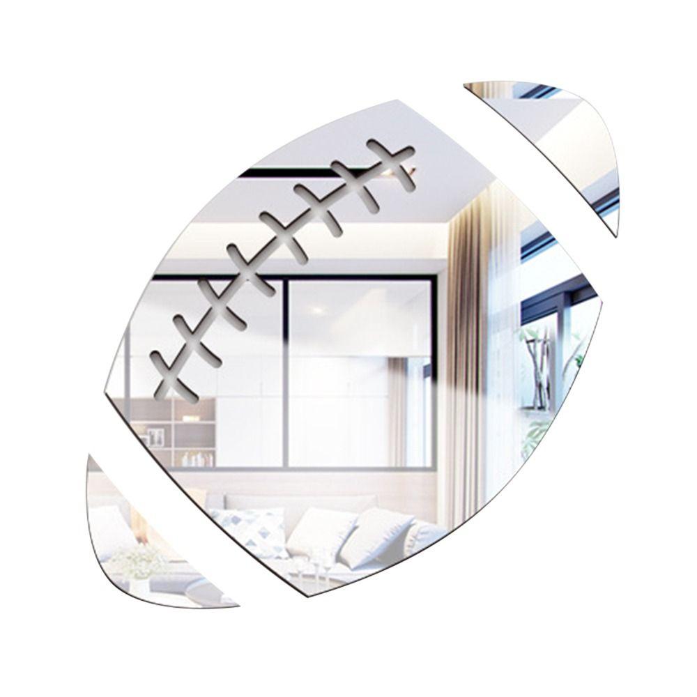 1Set Modern Style 3D Basketball/Football/Rugby Shaped Mirror Wall Sticker Gold/Silver/Black Wall Art Waterproof PVC Mirror Decal