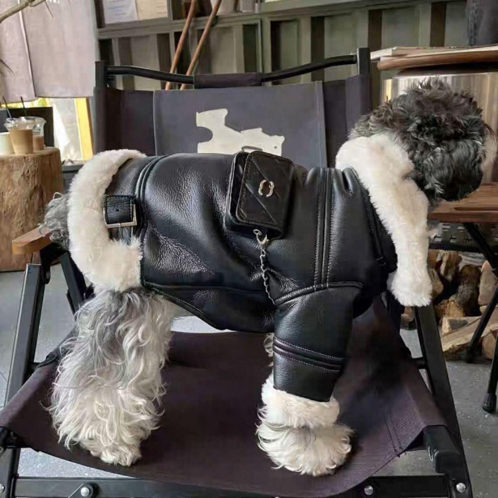 Теплая куртка для домашних животных на осень, удобная куртка из хлопка для собак, щенков, прохладное пальто из ПУ, зима