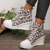 Fashion Fashion Leopard Print Ankle Boots for Women Lightweight Platform Wedge Heel Casual Shoes Woman Thick Sole Lace Up Short Boots 43