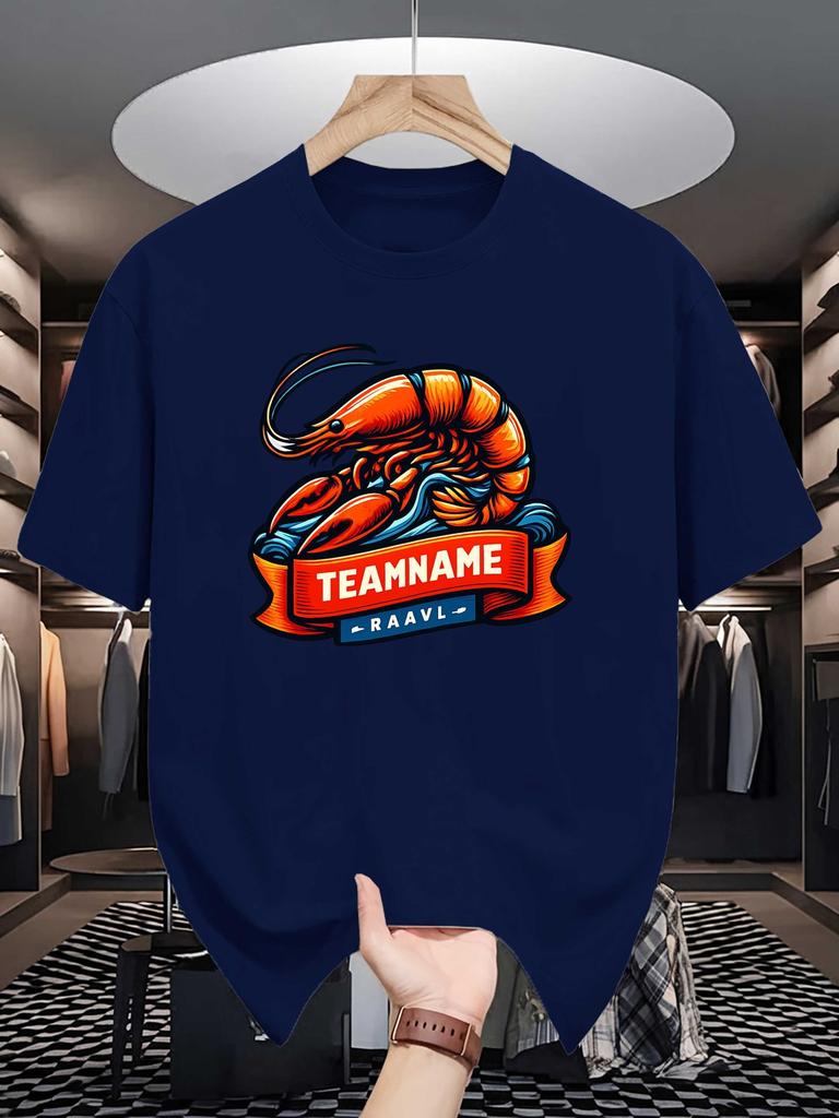 Retro Lobster Crayfish Badge Graphic Unisexs Crew Neck T Shirt Sea Creature Seafood Art Print Short Sleeve Casual Cotton Daily Tops