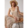 Women's Cream Strap Openwork Summer Knitwear Dress Nf00044