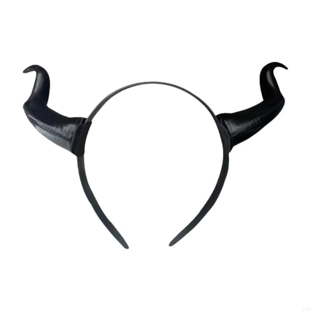 Adjustable Black Queen Devil Horn Headpiece Detachable Black Witch Head-wear Carnival Party