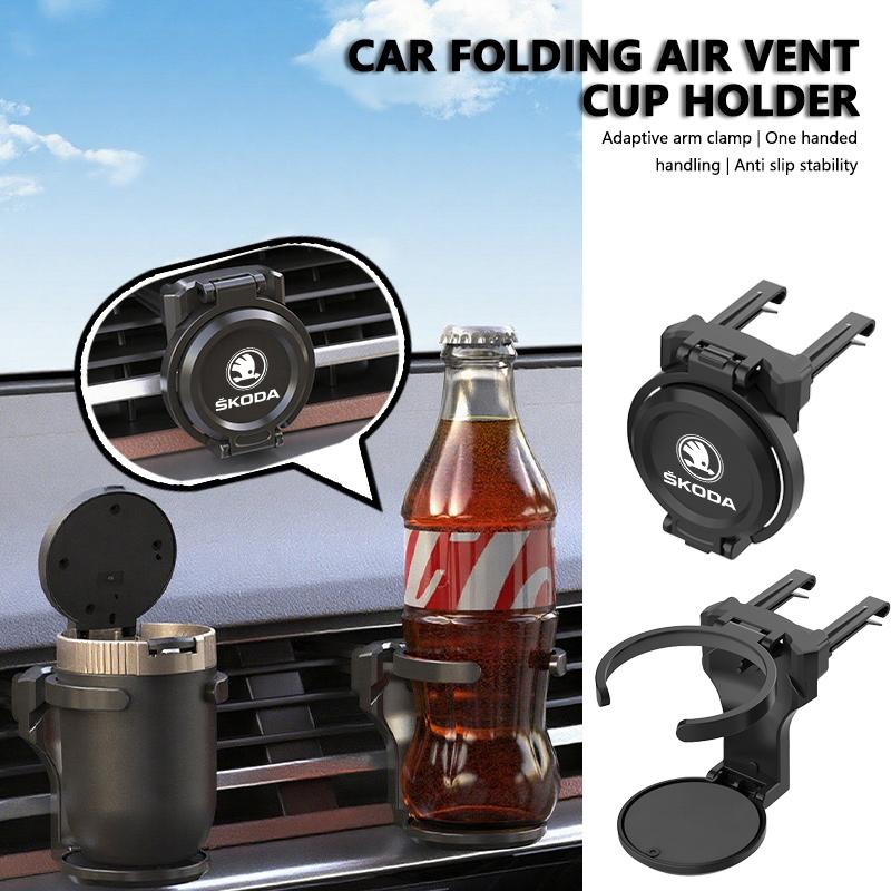 CKDQ9 Folding Car Air Outlet Storage Holder Cup Holder For Skoda Octavia A5 A7 RS Fabia Superb Rapid Karoq