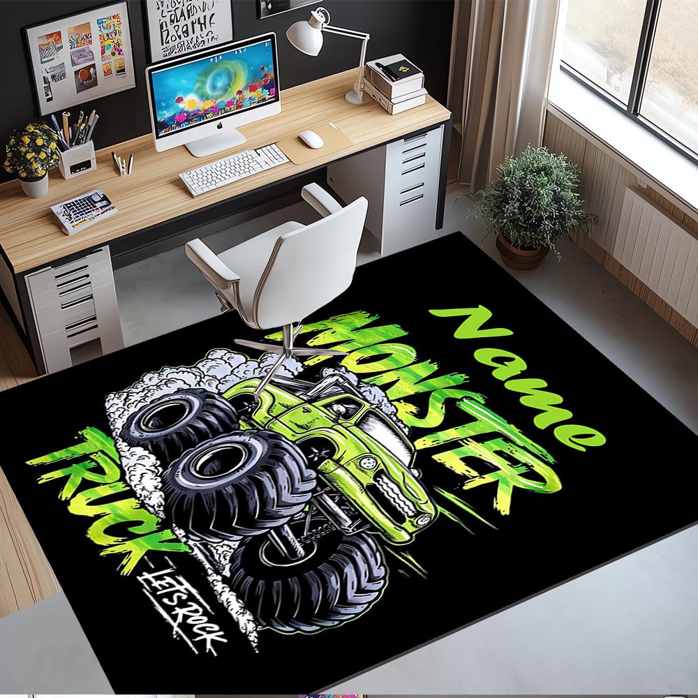 Custom Name Truck Printed Carpet,Rug for Office Chair Living Room Bedroom Kitchen Room Decor Gifts.