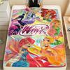 1 шт. Фланелевое одеяло с принтом Winx Club, Высокое качество, Для всех сезонов, Декор для дома, Тепло и уют, Идеально для рождественских подарков