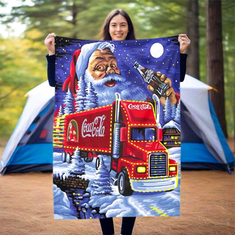 Christmas gift Halloween themed cola beverage Coca Cola blanket soft home furnishing nap decoration four seasons warm Sherpa blanket U6