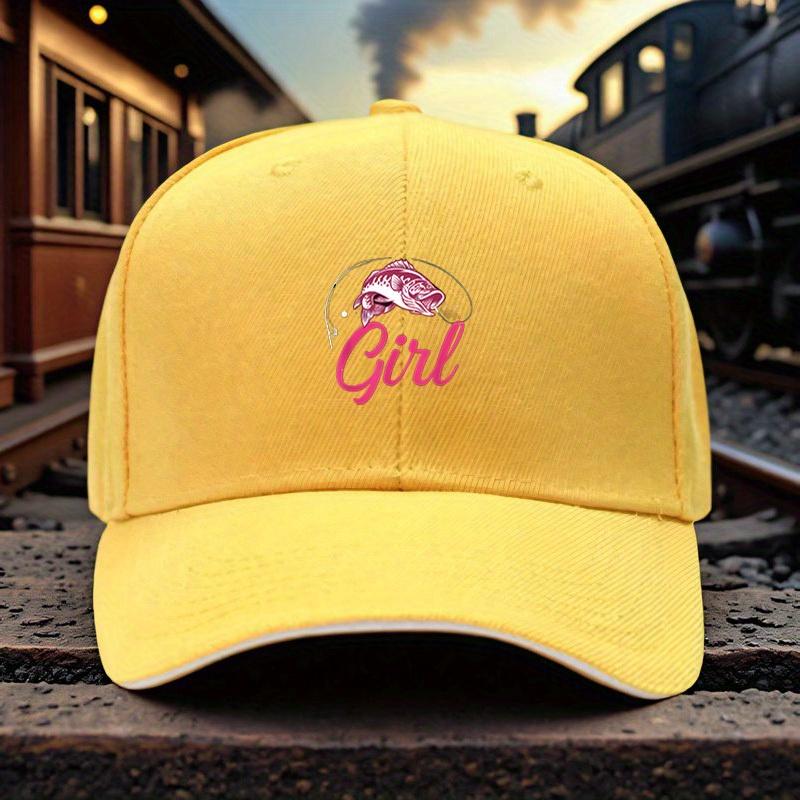 Fishing Girl Bass Graphic Baseball Cap Polyester Adjustable Casual Sport Headwear for Unisex