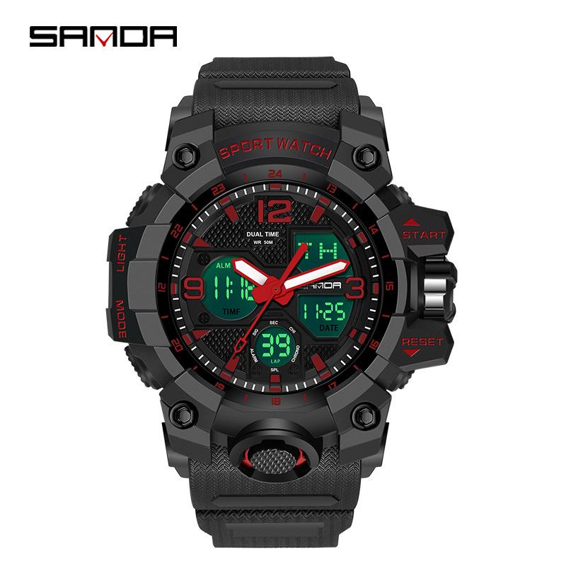 Sanda Teen Multi-functional Waterproof Sports Watch with Alarm & Luminous Display