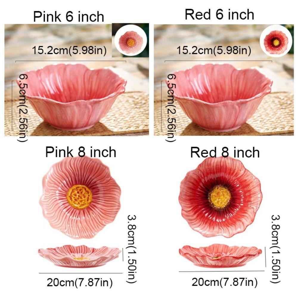 Household Ceramic Flower Plate Light Luxury Decorative Bowl Pastry Dish Soup Bowls Western Food