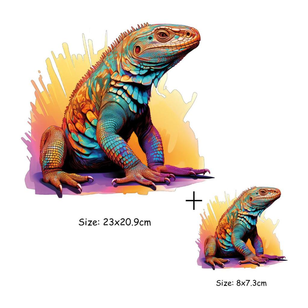 1/2pcs Colorful Lizard Heat Transfer Sticker, DIY Dangerous Pet Iron-On Decals For Clothes, T-Shirt Making, Pillow Decorating