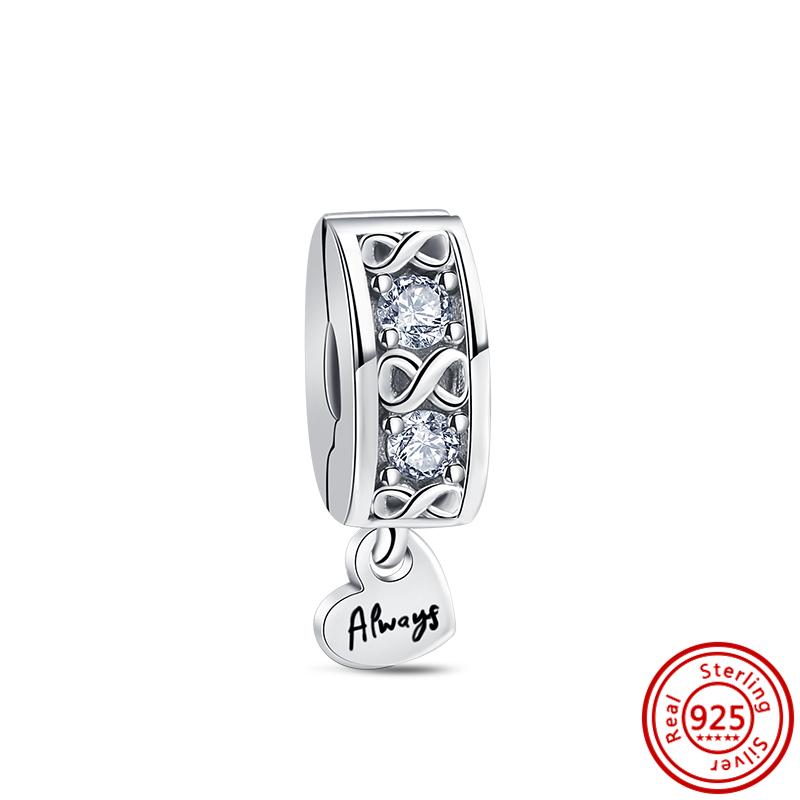 100% 925 Sterling Silver Infinite Eternity Style Love Family Friend Shiny Beads Fit Original Charms Bracelet DIY Jewelry