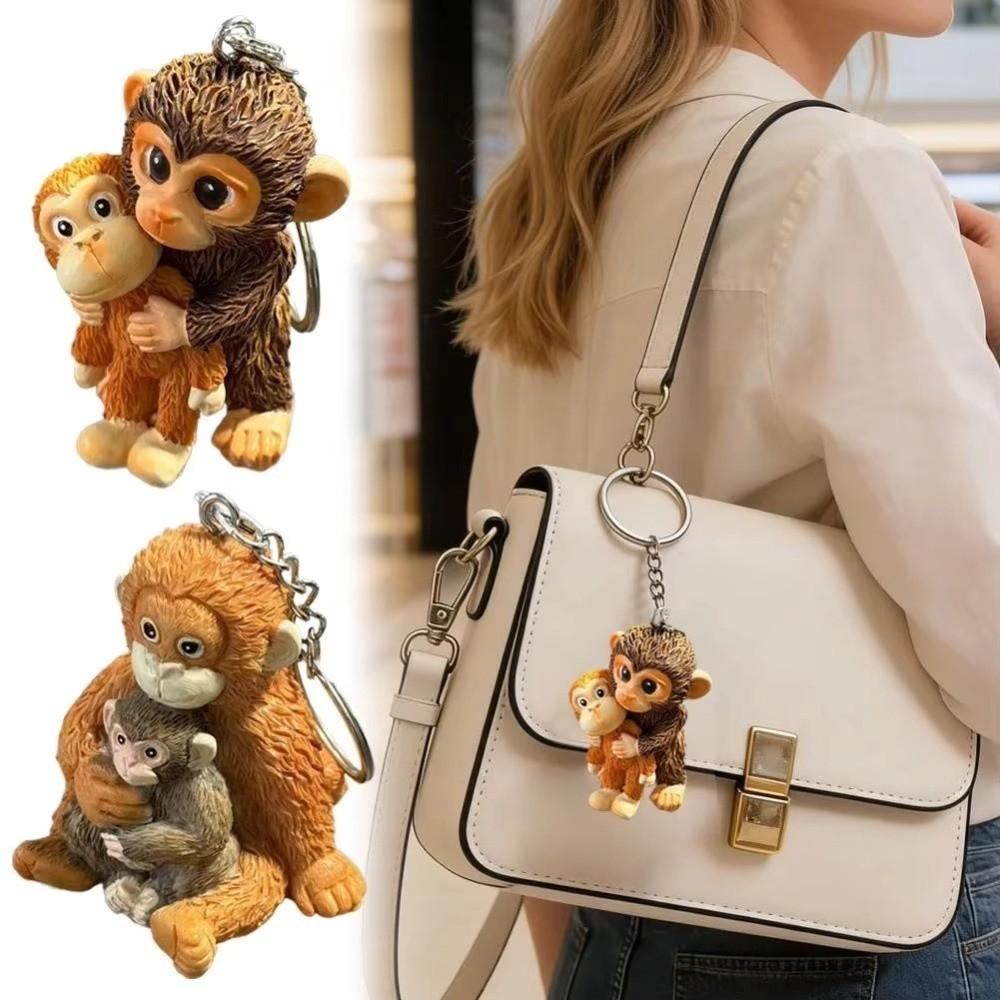 Resin Monkey Doll Keyring 3D Monkey Pendant Monkey Resin Ornament Monkey Keychain Kids Gifts