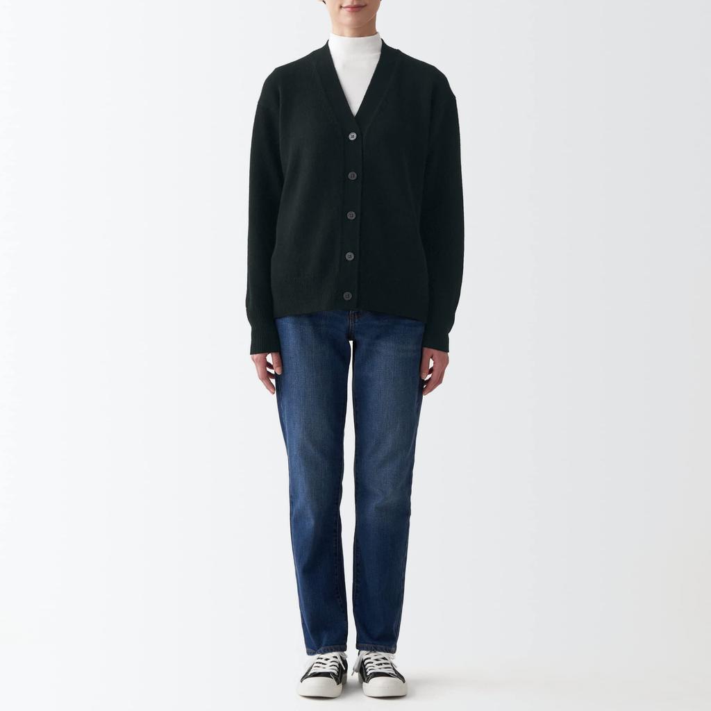 MUJI Кардиган шерстяной средней толщины с V-образным вырезом BAI13A2A Черный S Женский