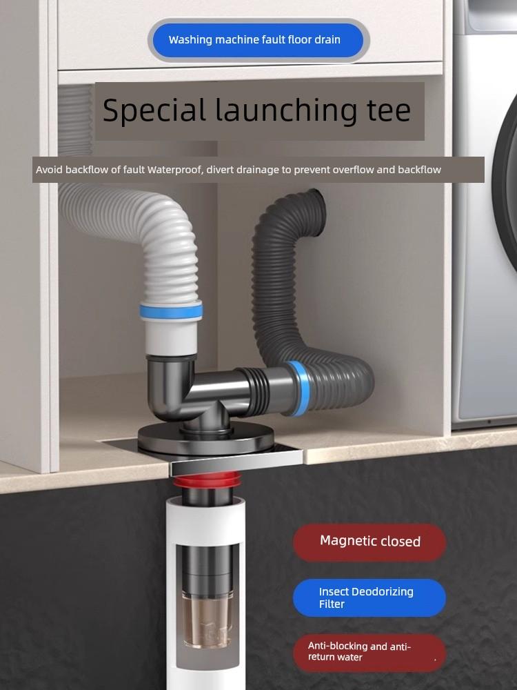 Washing Machine Floor Drain Neutral Sewer Deodorizing Filter Handy Gadget Toilet Balcony Floor Drain FAULT Drainage Pipe Water Drainer Tee
