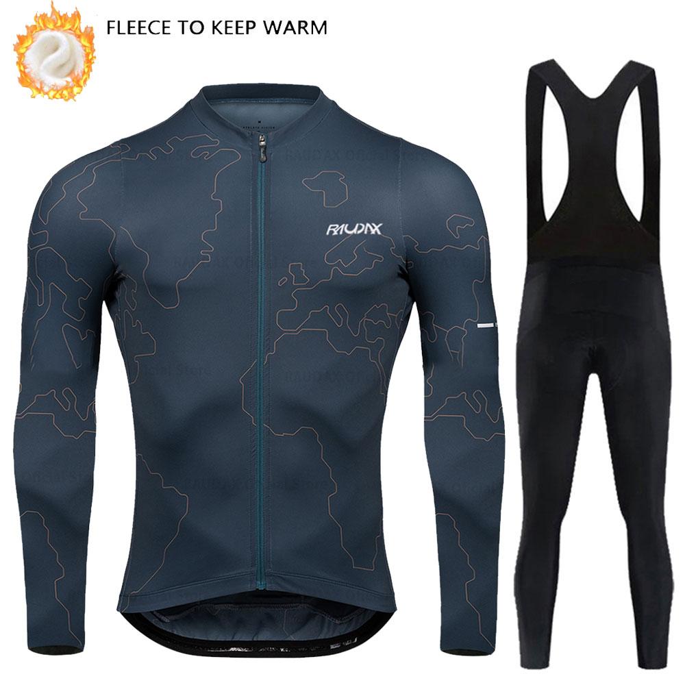 2026 Velvet Warm Cycling Suit Set Winter Thermal Fleece Cycling Jersey Top MTB Bike Outdoor Men's Road Bicycle Clothing Long Sleeves Shirt Uniform