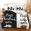 3D King and Queen Bedding Set Black Couple Room Duvet Cover Pillowcase 2/3 Holiday Gift AU210 * 240 Full Size Quick Drying Soft Home Textile