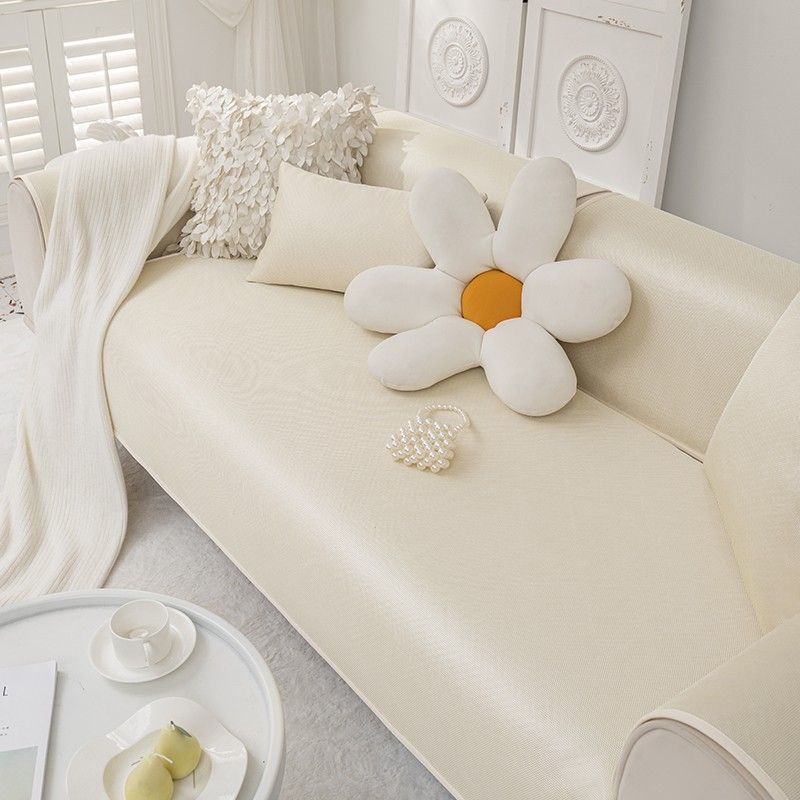 Чехол для дивана из нескользящего однотонного материала для гостиной, летний чехол для диванной подушки из ледяного шелка, простой чехол для дивана