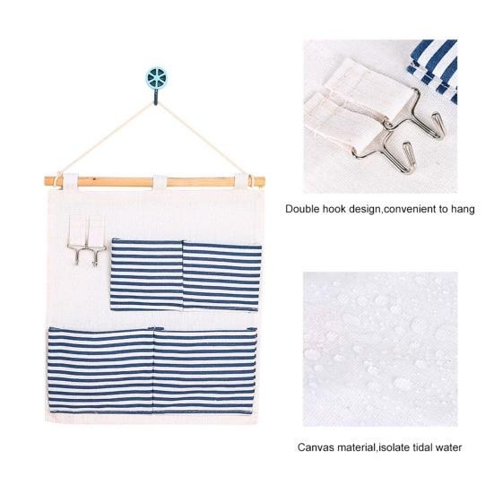 Сумка для хранения с 5 сетками, настенная подвеска, износостойкий хлопок, лен, экономия места, сильная загрузка, держатель для телефона, сумка для хранения для дома