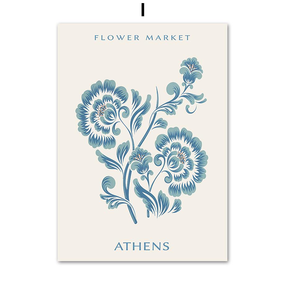 Синий цветочный рынок плакаты и принты Баухаус Уильям Моррис настенная живопись на холсте скандинавская гостиная украшение дома фреска