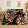 Colorful Flower Woven Baskets Mandala Art Ethiopia Flannel Blanket Soft Throw Blanket for Bedroom Living Room Bed Picnic Cover