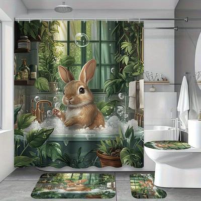 1/4 шт. Весенний пасхальный день водонепроницаемый комплект занавесок для душа декоративный набор для ванной комнаты нескользящий коврик для унитаза коврик для ванной и 12 крючков