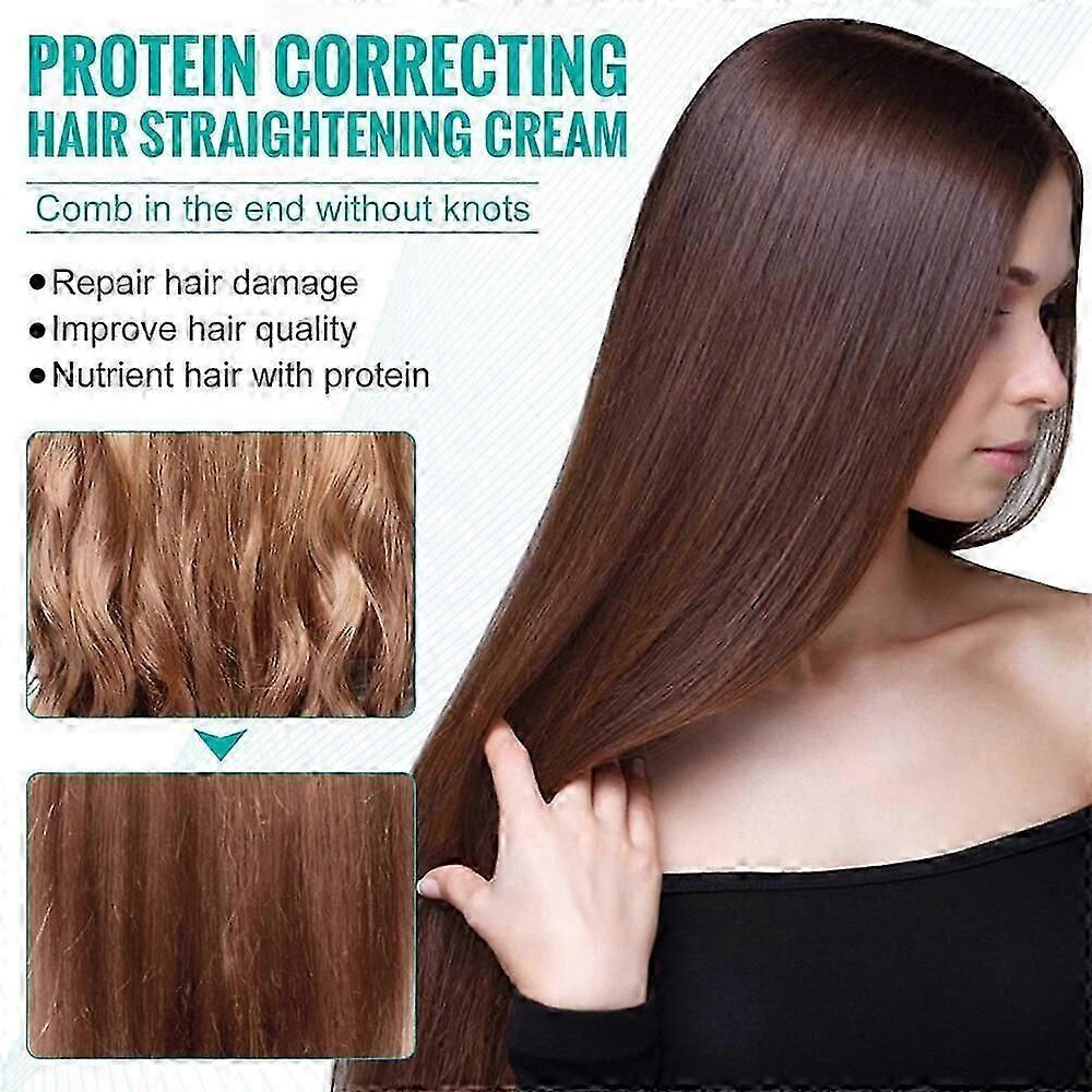 Hair Straightening Cream Protein Correcting: Repairing Damaged Hair Nourishing Fast Smoothing Silk & Gloss Hair for Women and Men