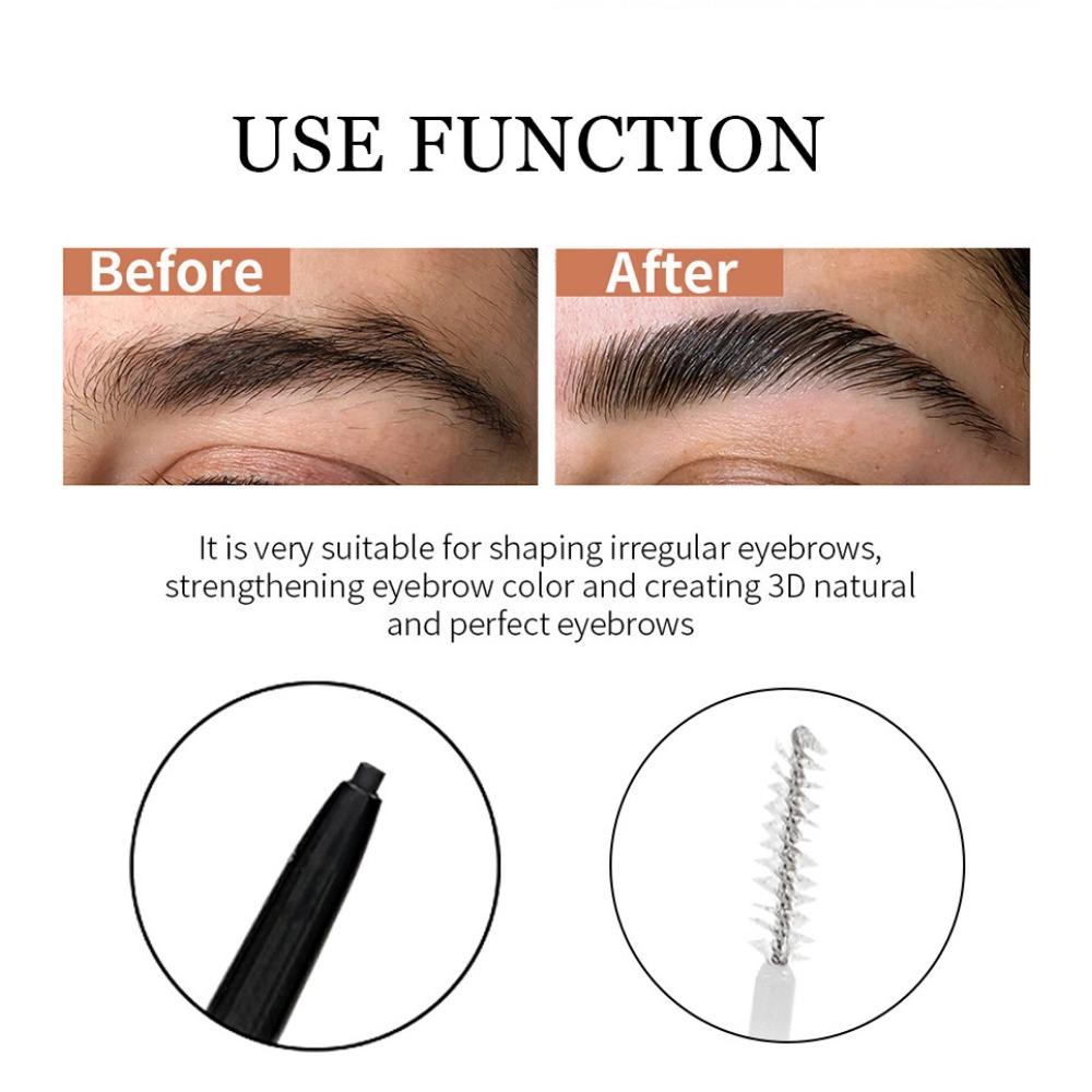 Подходящие цвета, двуглавый карандаш для бровей Wild, автоматическое вращение, водонепроницаемый, устойчивый к поту и долговечный карандаш для бровей