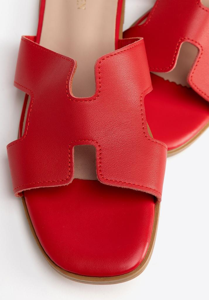 Wittchen Women's Leather H-Shaped Sandals, Red, Natural Leather