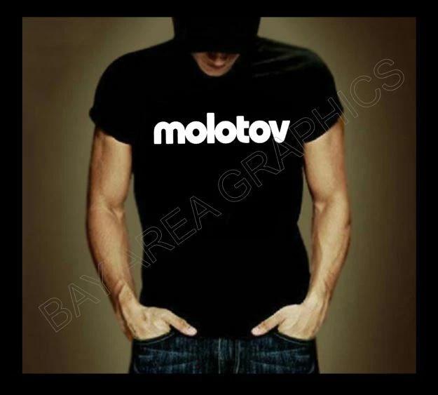 molotov ROCK BAND T-SHIRT BLACK 100% COTTON WHITE SOLID DESIGN @ FRONT