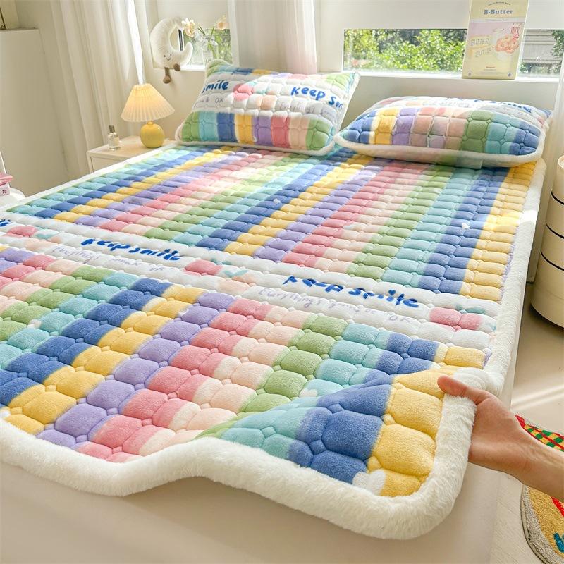 Матрас-подушка из молочного бархата для домашнего использования, зимний коралловый бархатный матрас для тепла и утолщения